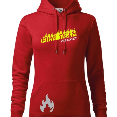 Fire team oheň (vlastný nápis) - Dámska mikina s kapucňou Cape