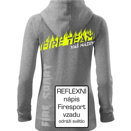 Fire team oheň (vlastný nápis) - Dámska mikina s kapucňou na zips