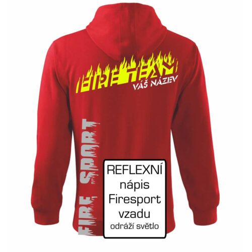 Fire team oheň (vlastný nápis) - Pánska mikina s kapucňou na zips